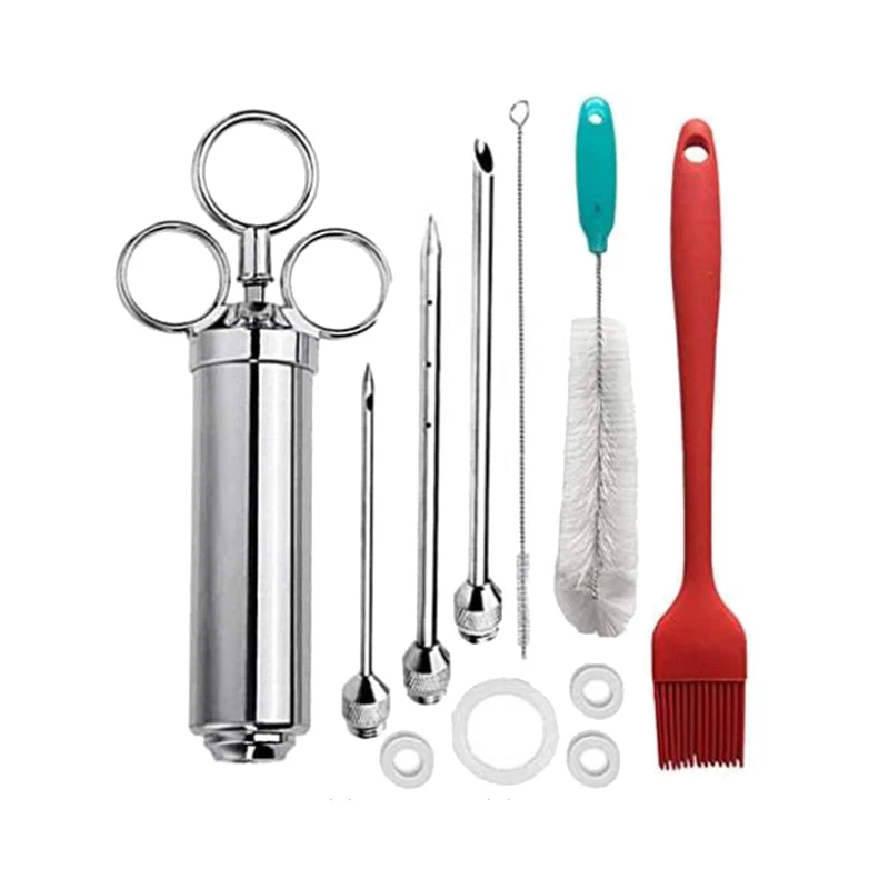 Инжектор мяса с иглами и кистями приправа инжектор маринада шприц вкуса для