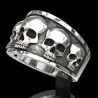 Мужские властные классические готические металлические кольца в стиле панк с черепом, украшения для рок Вечерние и байкеров