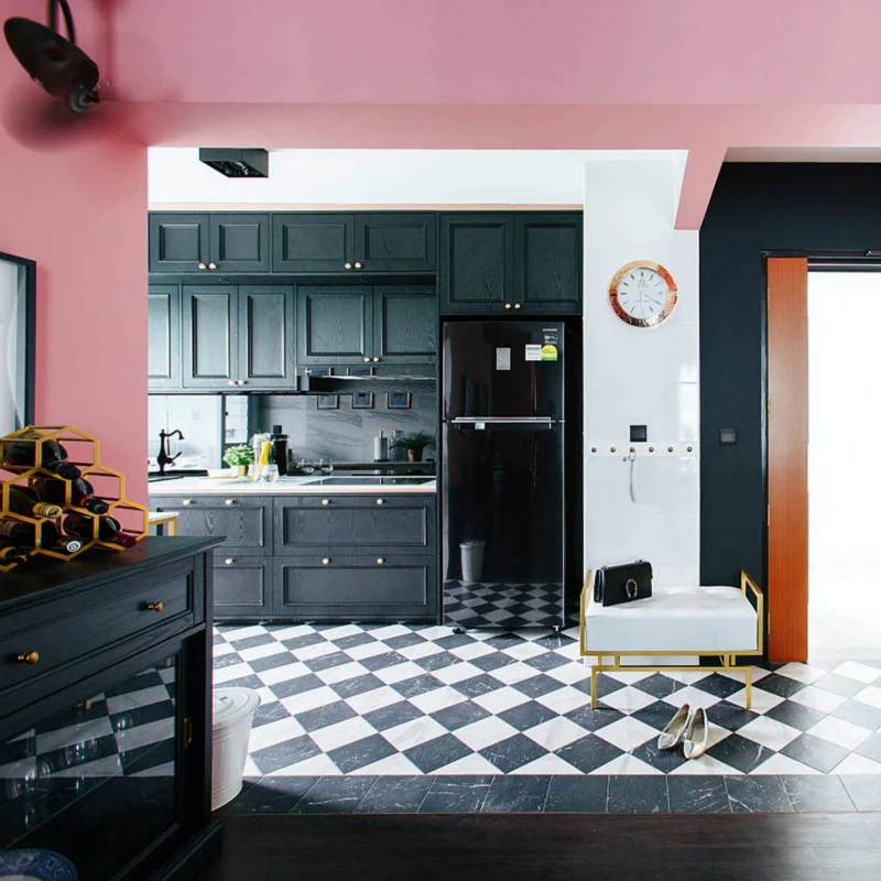 Черный красный древесины утолщаются плёнки мебель кухонный шкаф ПВХ