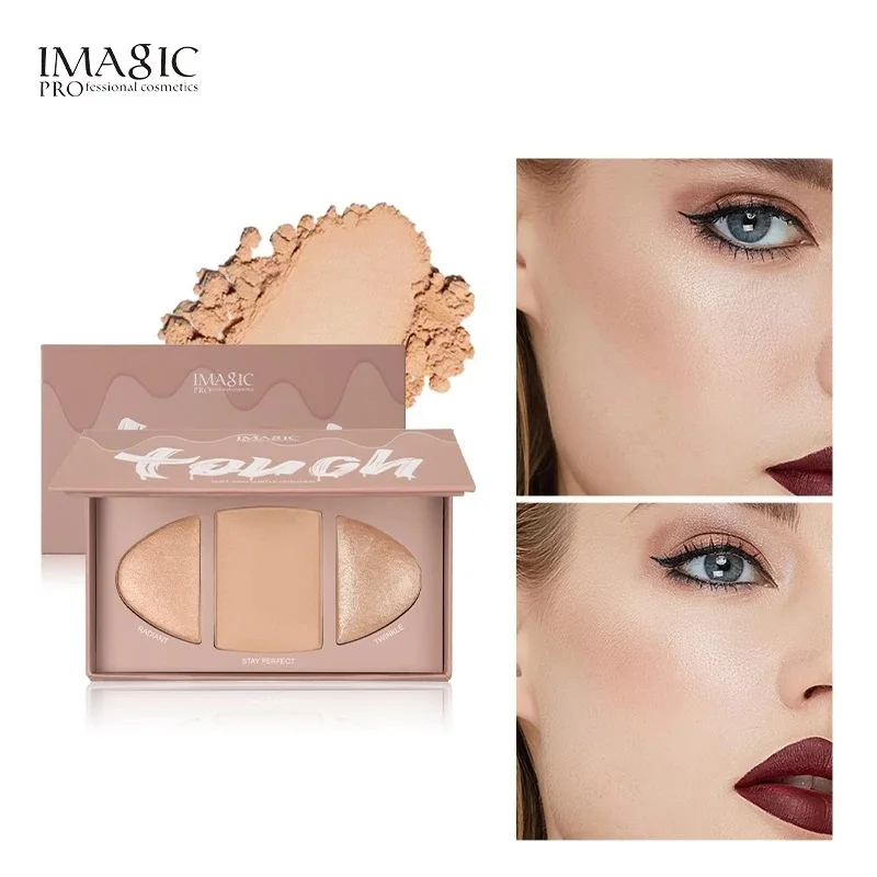 

IMAGIC 3-Color Facial High Gloss Shimmer Powder Fluorescent Palette Contour Bronzer Long-Lasting Brightening Glitter Cosmetics