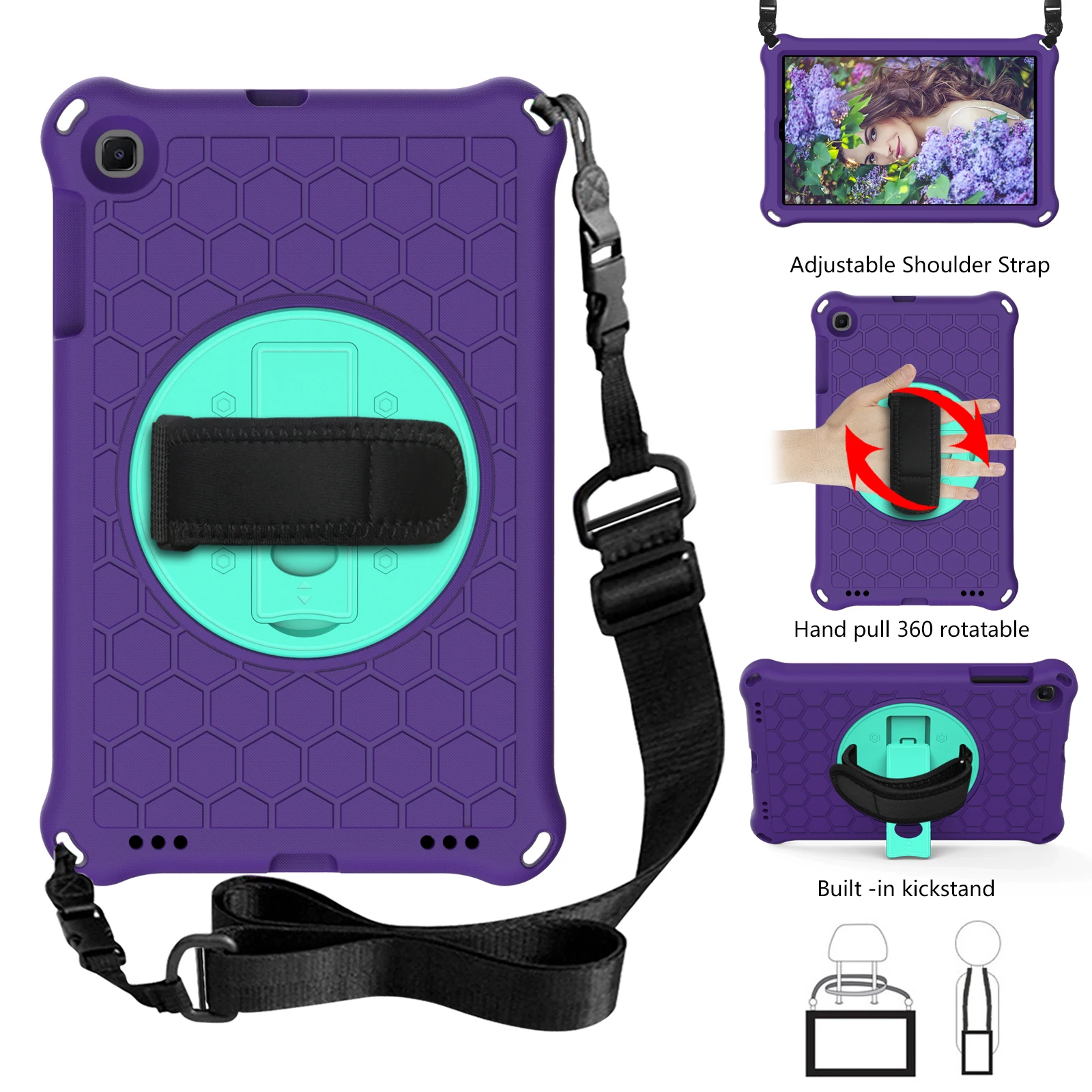 

Case For Samsung Galaxy Tab A 10.1 2019 T510 T515 SM-T510 SM-T515 Cover Hand Strap & Kickstand Shockproof Kids Tablets funda