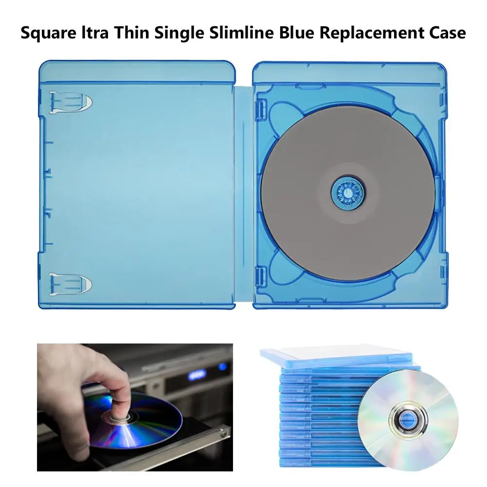 Квадратный Ltra тонкий один Slimline синий Сменный Чехол s для Blu Ray DVD фильмы держатель CD