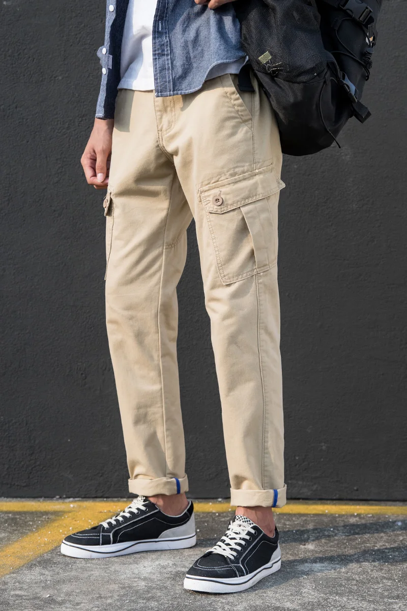 KSTUN брюки карго мужские прямые подходят 100% хлопок комбинезоны повседневные