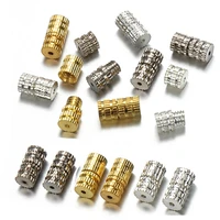 100pcs metal cylinder screw fastener clasps buckles connector for diy jewelry making necklace bracelet rope end closure findings
