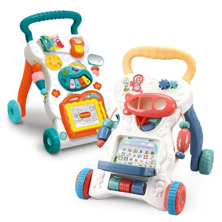 

Baby Walker Multifunction Infant Stand-to-Sit Toddler Four Wheels Trolley Kids Learning Walking Toddler Piano Toys Gift