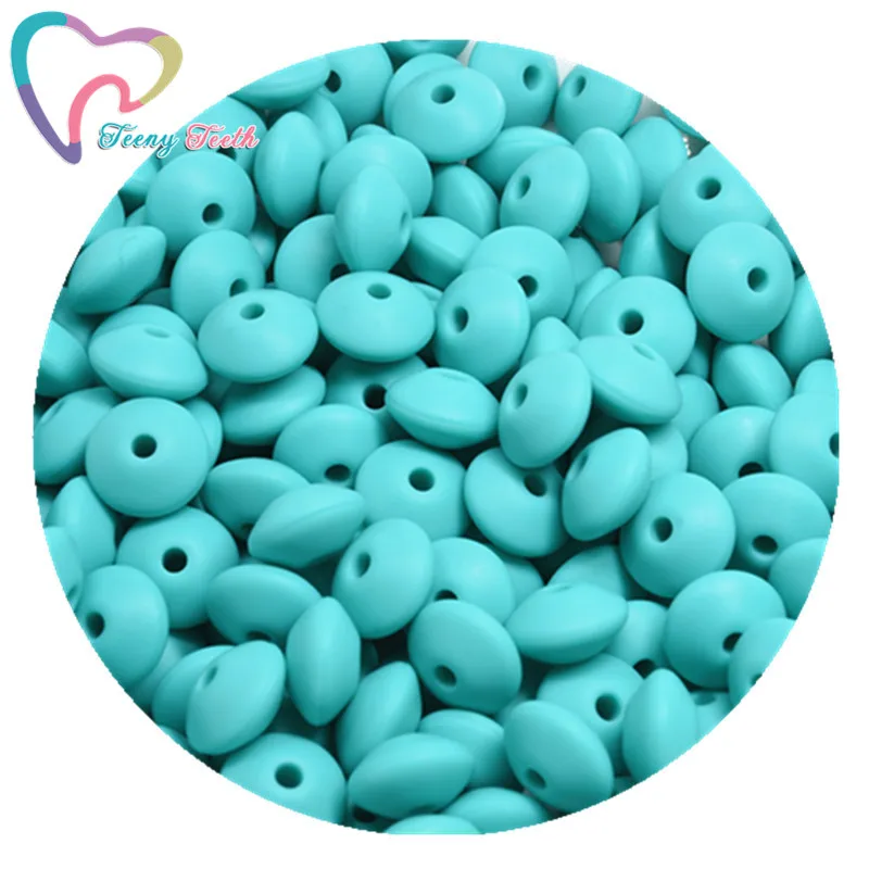 Turquoise Teeny Teeth 20 шт. Силиконовые Прорезыватели для зубов Abacus бусины в форме чечевицы DIY цепочка для прорезывания зубов красочные чечевицы Силиконовые Прорезыватели блюдца свободные бусины - Цвет: Turquoise