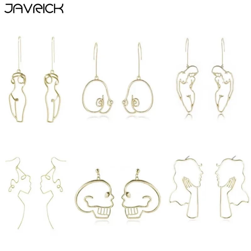 6 пар/партия абстрактная живопись корпус женские серьги в виде лица комплект