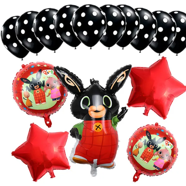 15pcs as picture 15 шт. 86*60 см Bing Банни фольгированные шары мультфильм кролик Воздушные шары 12 дюймов красный черный горошек латексные шары День рождения Декор поставки T - Цвет: 15pcs as picture