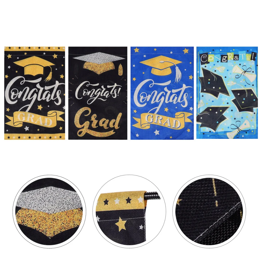 

4 Pcs Graduation Party Yard Flag Double-sided Garden Flag Outdoor Flag Ornaments