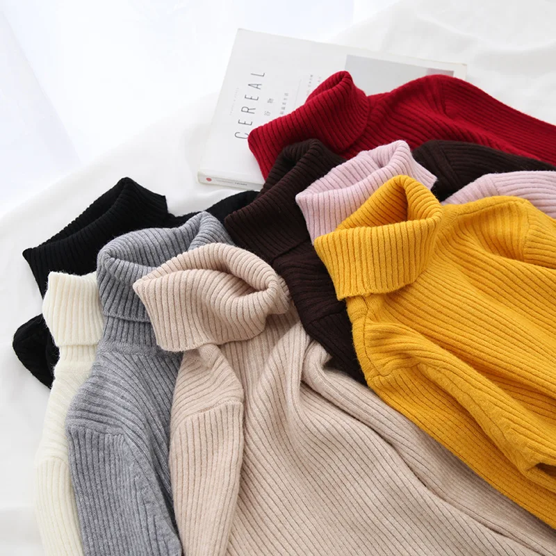 Осенний женский базовый свитер водолазка Женский Повседневный вязаный пуловер