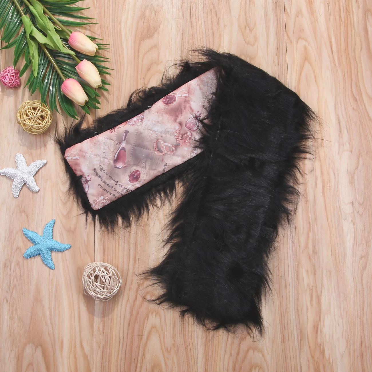 Зимний женский воротник из искусственного лисьего меха Модный шарф пушистая