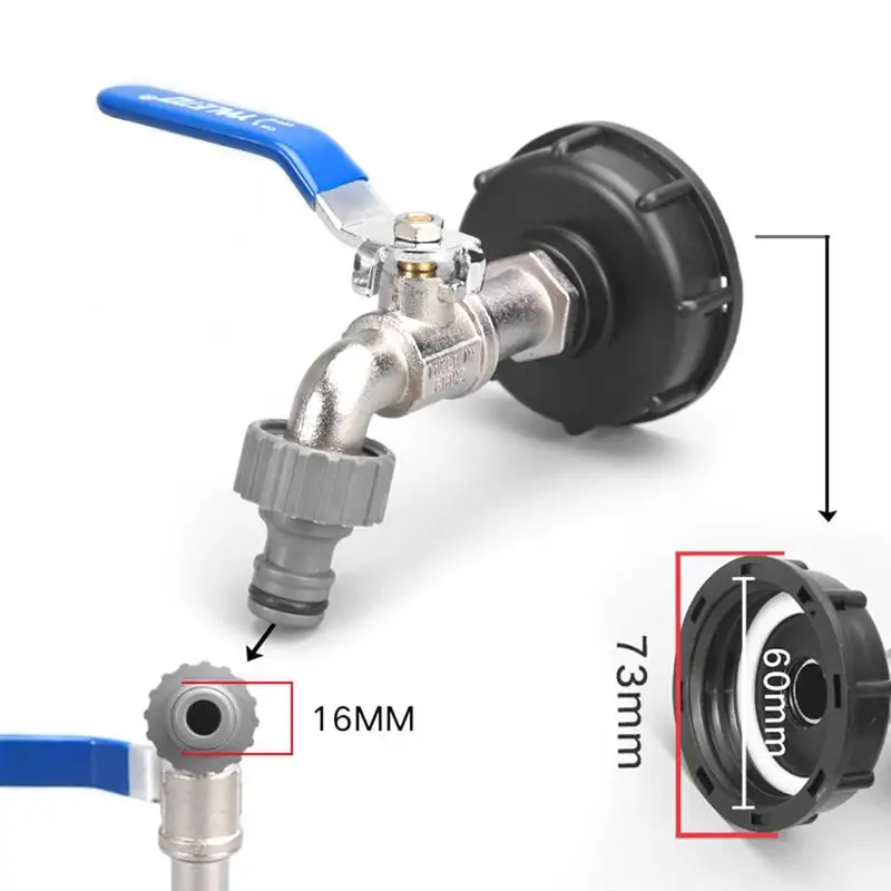 

Brass Tap Durable IBC Tank Tap Adapter Coarse Thread Connector Replacement Valve Fitting Home Garden Water Connectors