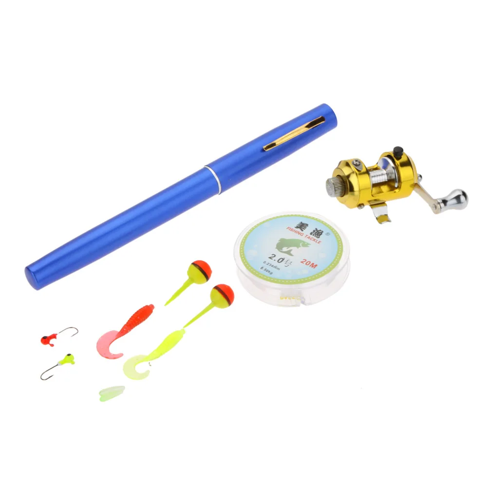Мини карманная Удочка из алюминиевого сплава 1 м в форме ручки Рыболовная катушка