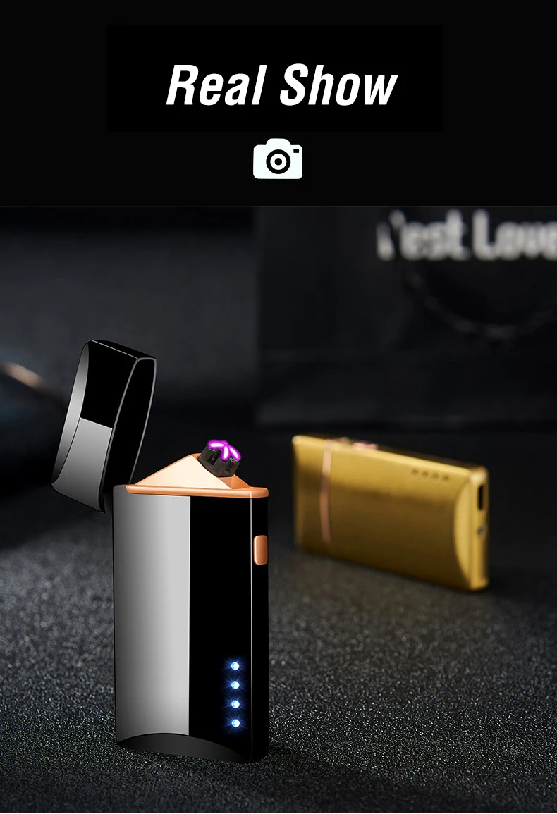 Двойная дуга USB электрическая зажигалка для сигарет ветрозащитный светодиодный плазменный турбо зажигалки перезаряжаемые электронные зажигалки гаджеты для мужчин
