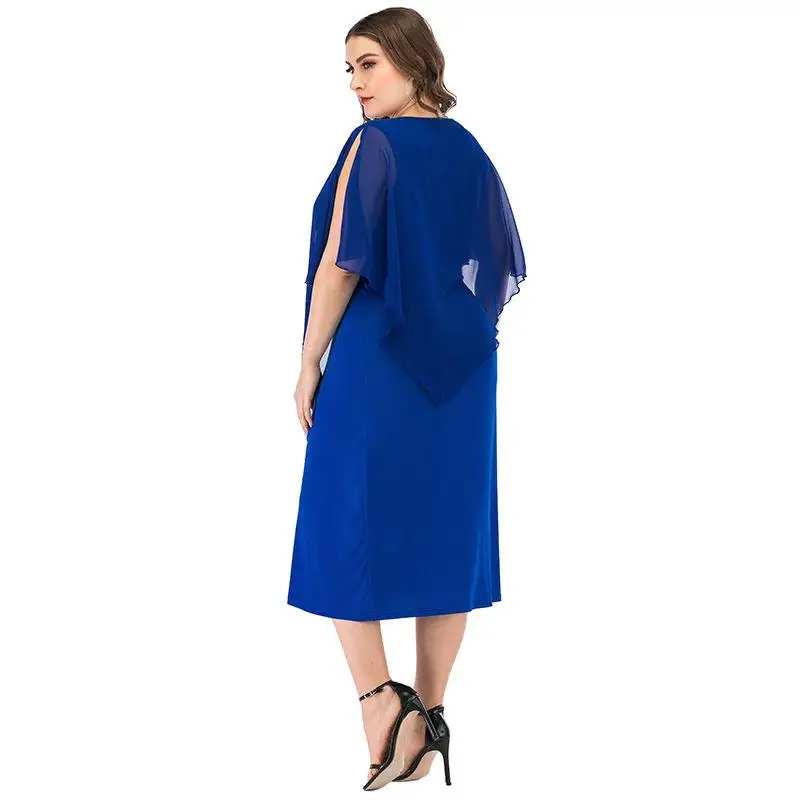 

COCOEPPS 2020 Spring Women 5XL Plus Size Long Dress Female Summer Casual Big Size Office Dress Blue 4XL Large Size Party Vestido