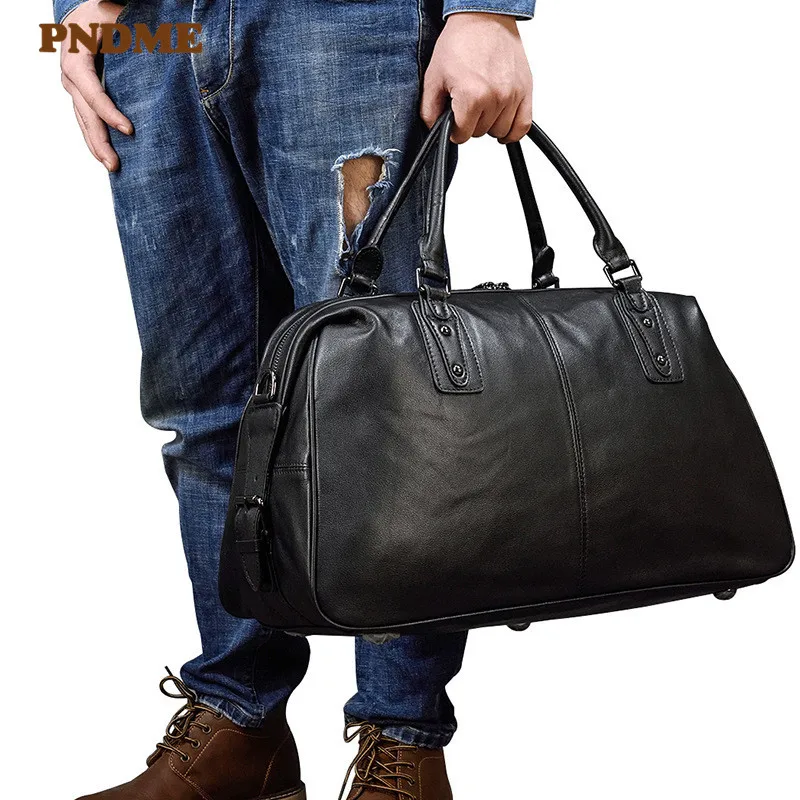 Simple natural genuine leather men's travel bag outdoor leisure real cowhide handbag business fitness shoulder messenger bag