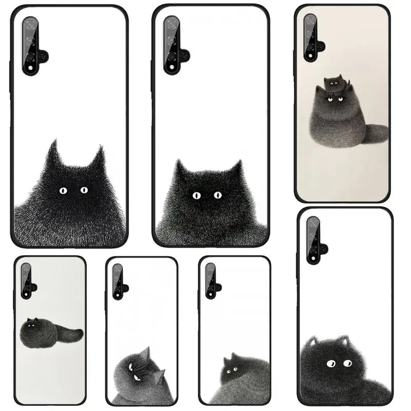 

Hand Painted Funny Meow Phone Case For Huawei Honor Y 7 2019 6p 8s 20 30 Pro 9 S Psmart V30 Pro Honor8 9 10 Lite Simple