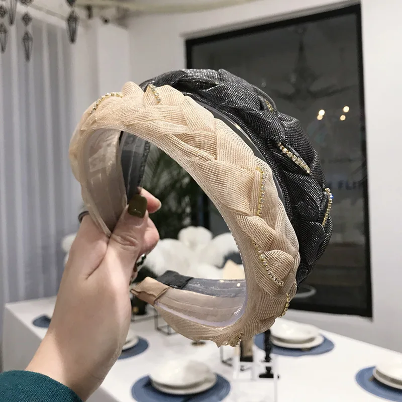 

188CM On Sale Lolita Lace Bezel Women Hairbands Elegant Rhinestone Chain Japanese Girl's Headbands Lady's Headwear Headwrap