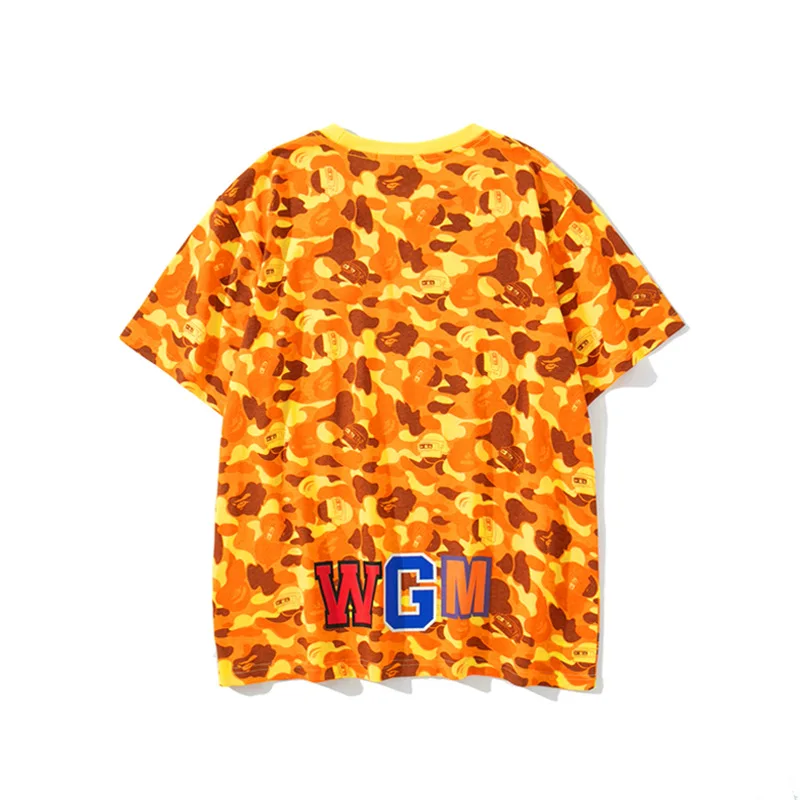 

BAPE 2021 new trendy brand cotton T-shirt orange camouflage short-sleeved T-shirt