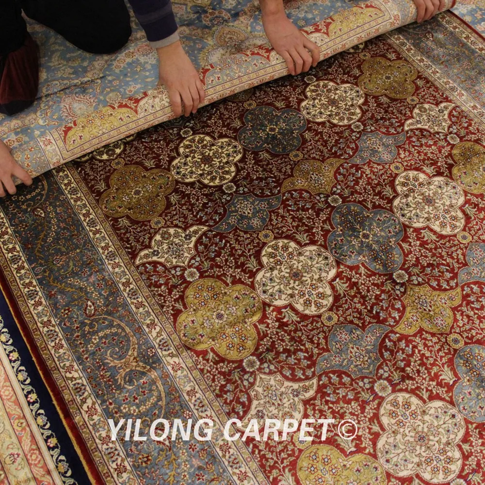 Yilong 4 5 'x 6 5' Шелковый персидский ковер ручной работы элегантный коврик