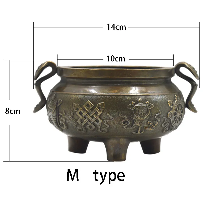 

Copper antique eight treasures double ear incense burner Buddhist temple supplies aromatherapy furnace line incense coil