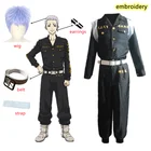 Костюм для косплея аниме Токийский ремни Такаси мицуя, черная Униформа с вышивкой, пояс с париком, для вечевечерние НКИ на Хэллоуин
