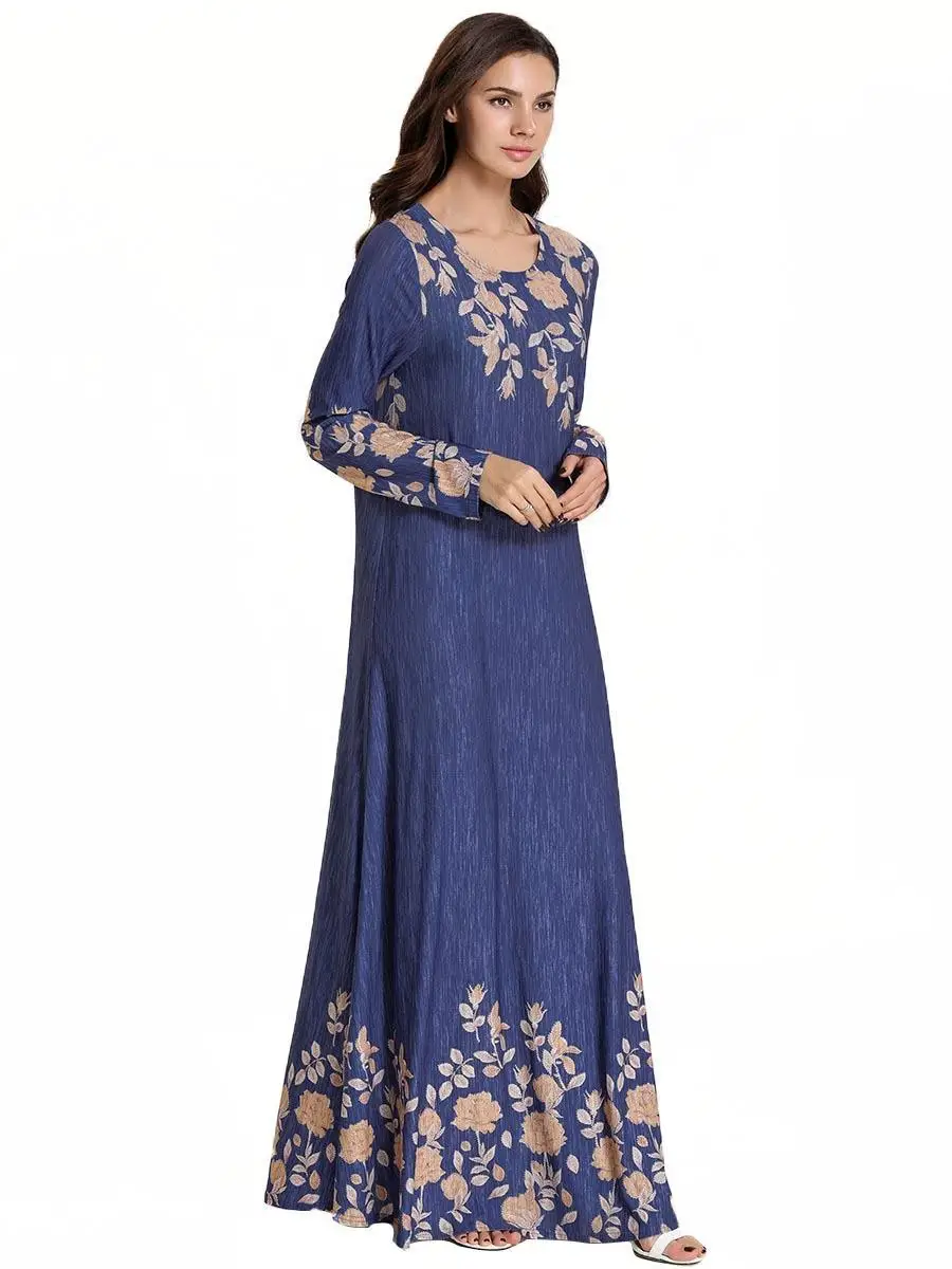 Модное женское цветочное длинное платье с принтом мусульманский ислам