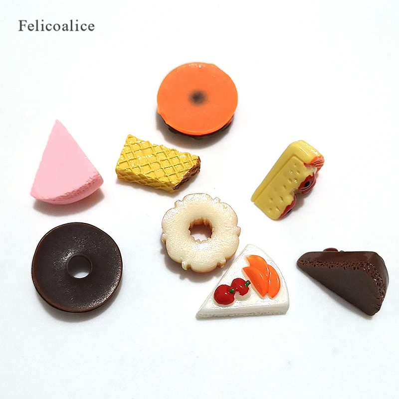 8pcs 20*25mm Mini Kawaii Resin Food Charms Necklace Donut Cake Pendant For DIY Hair Accessories Decoration Keychain | Украшения и