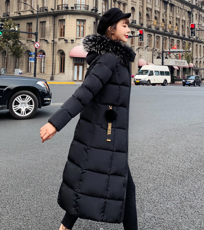 Меховая парка с капюшоном Casaco Feminino Женская куртка, пальто плюс размер зимняя куртка женская Повседневная пуховая хлопковая длинная стеганая парка