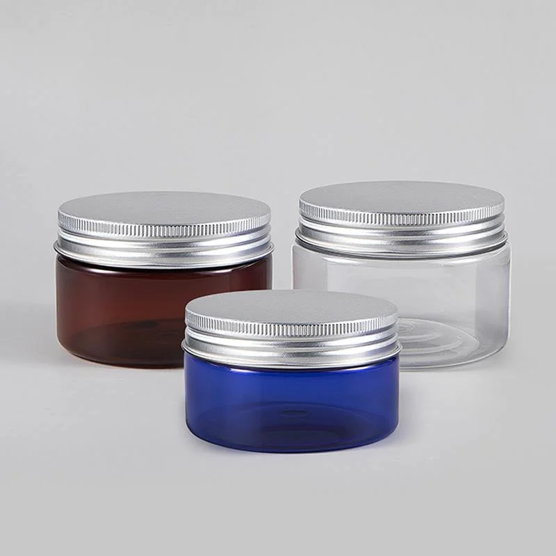 

10pcs/lot 100g 150g Cosmetic Face Cream Jar Plastic Pot Aluminum Lid Plastic Jar PET Container Empty Food Packing Cans