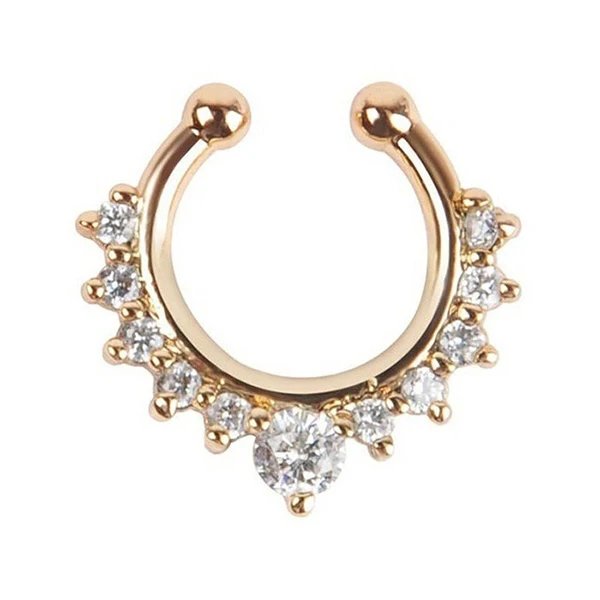 Кольцо для пирсинга носа Хрустальная поддельная перегородка пирсинг вешалка на