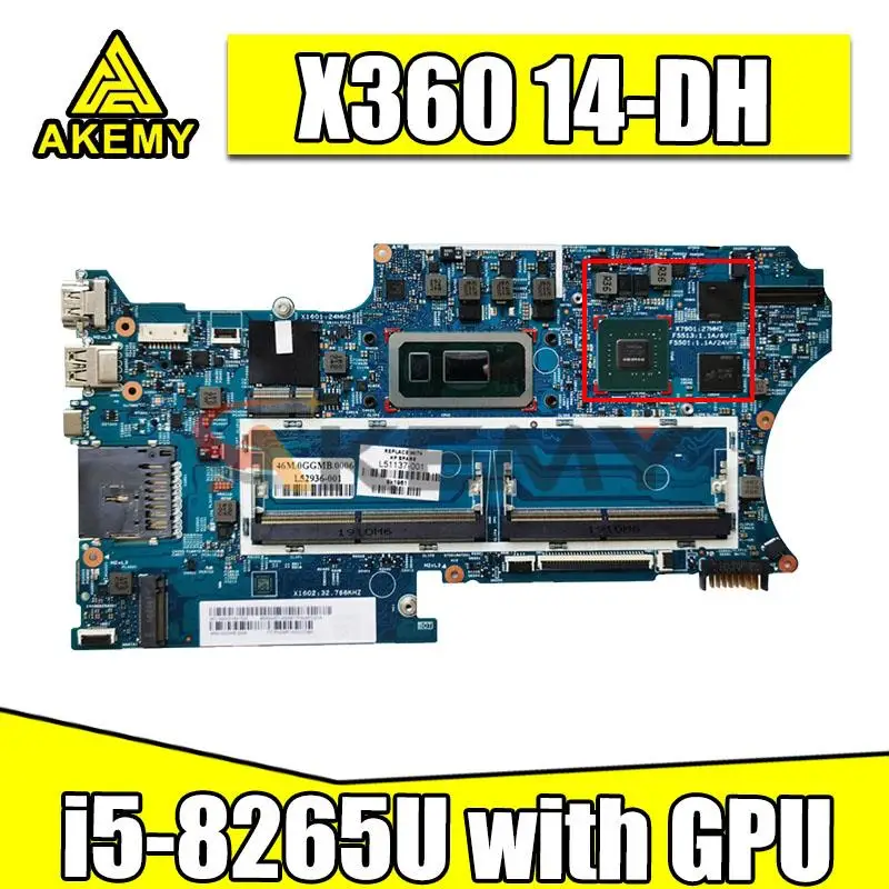

For HP pavilion X360 14T-DH 14M-DH 14-DH 18742-1 Laptop Motherboard with/N16S-GTR-S-A2 GPU i5-8265U CPU 100% working
