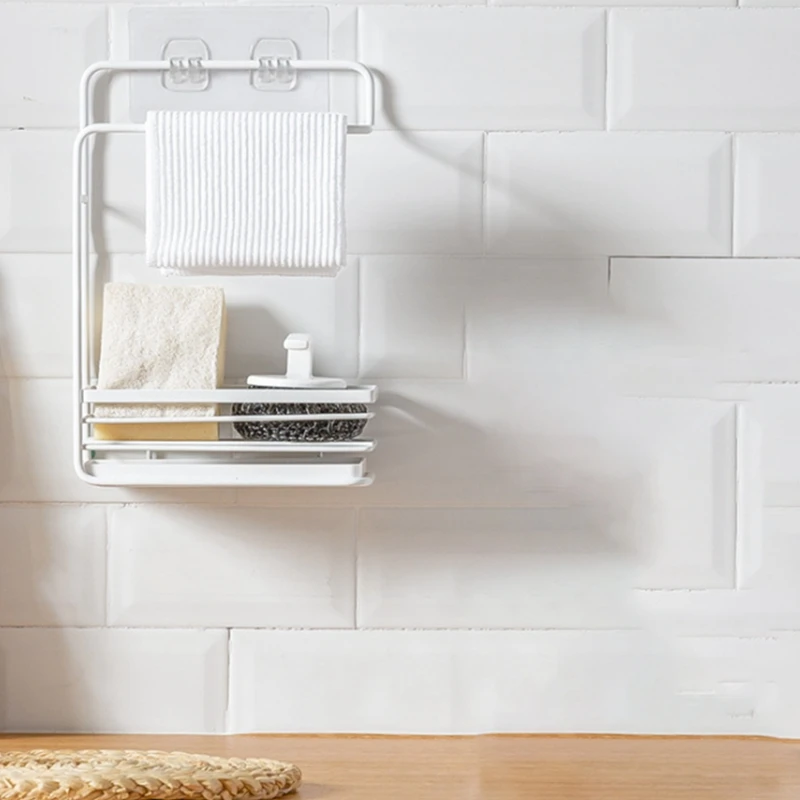 

Kitchen Towel Holder Sink Caddy Organizer Dish Brush Holder Wall Mounted Dish Rag Rack Dishcloth Holder Sponge Holder