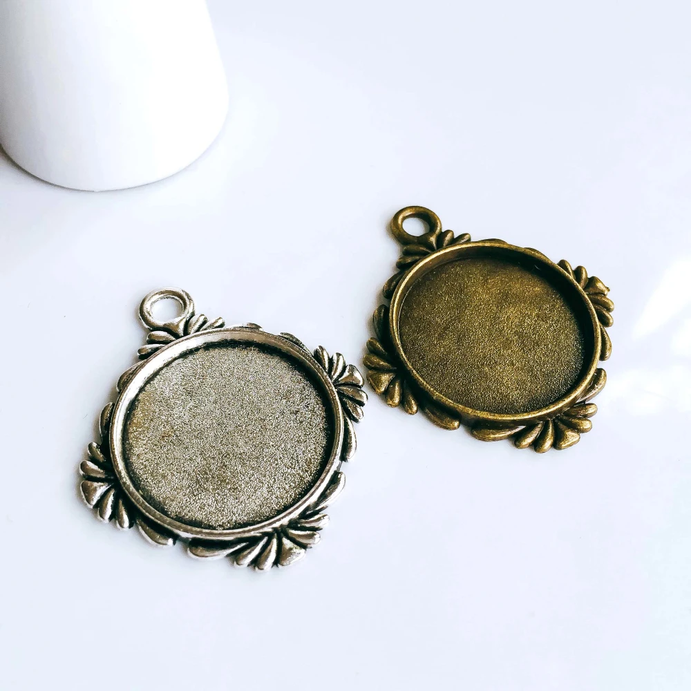 20 мм античный бронзовый серебристый цвет стеклянные заготовки под кабошон