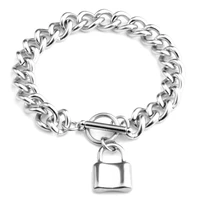 silver color fashion ot buckle bracelets padlock stainless steel charm prevalent bangles friendship for men women