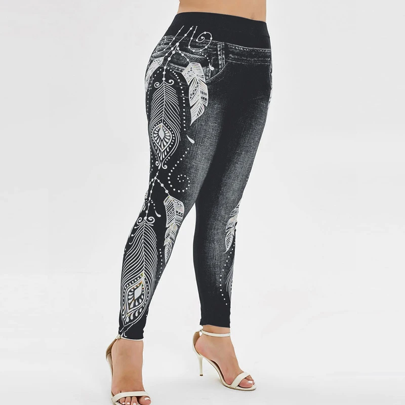 CALOFE/женские леггинсы с принтом узкие брюки из искусственной кожи повседневные