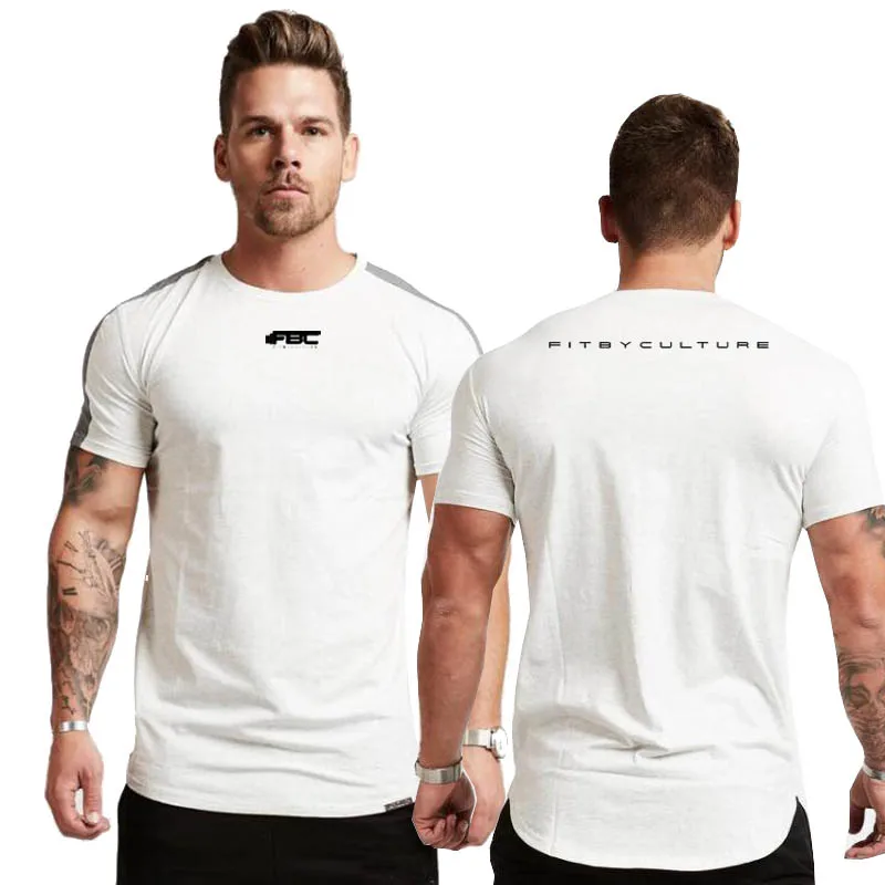 

2020 mosaic cotton men's brand T-shirt casual streetwear fashion shirt jogger fitness men's T-shirt fitness exercise sportswear
