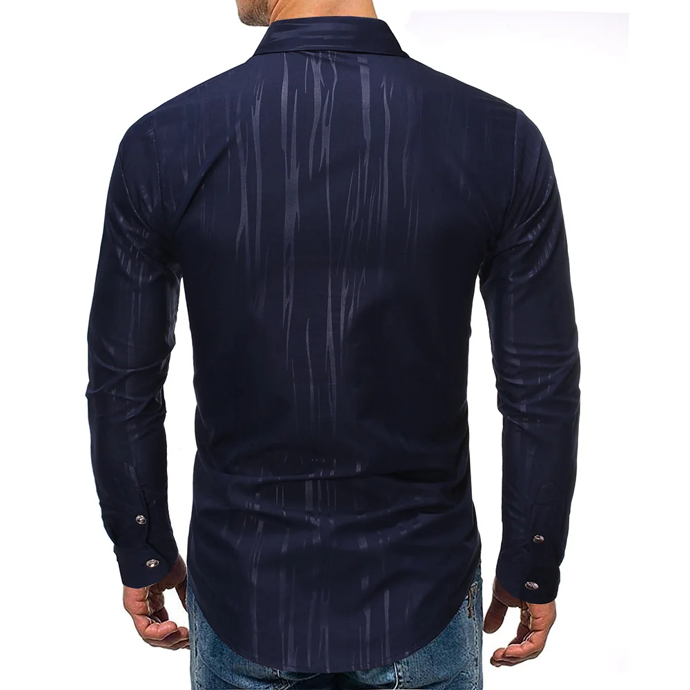 

Men's brand new creative personality casual fashion business long sleeve dark shirt streetwear plaid dress hawaiian shirt