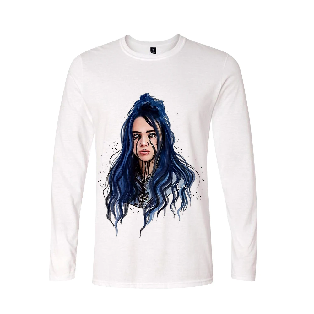Поступление Billie Eilish 3D футболка для женщин и мужчин, футболки с длинным рукавом для девочек, Повседневная футболка Billie Eilish, футболки размера плюс, весенний Топ