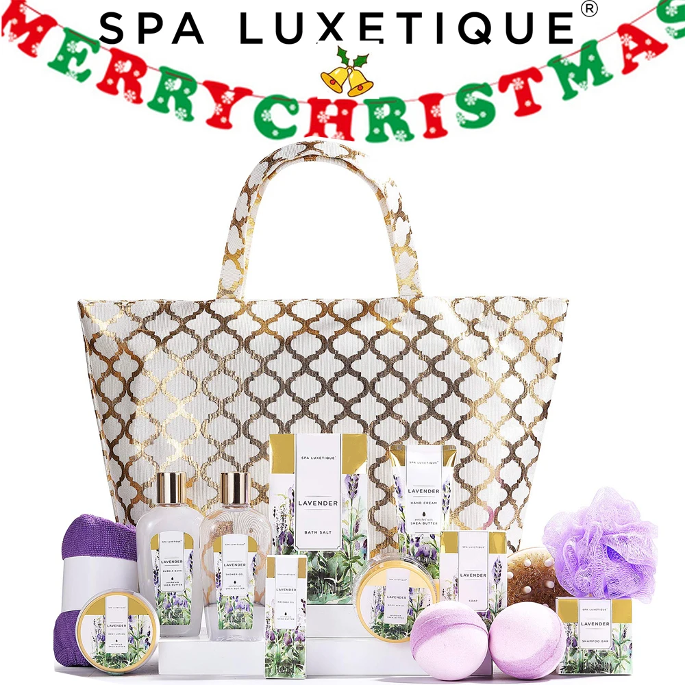 Bath & Body Gift Set With Bubble Bath, Body Scrub, Massage Oil
