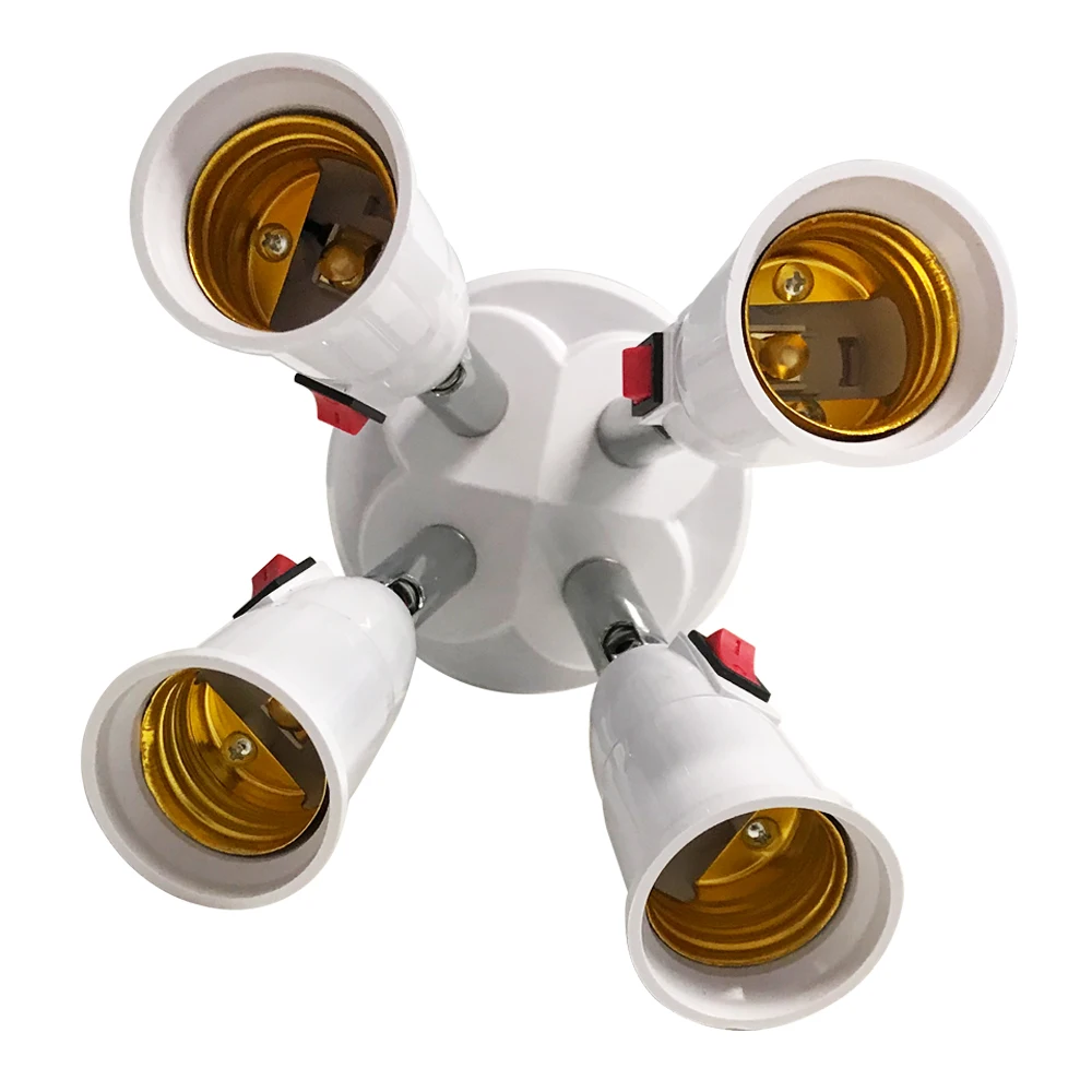 

E27 to E27 Splitter 3 in 1/4 in 1/5 in 1 Lamp holder With On off Switch 360 Degrees Adjustable Rotatable light Converter Socket