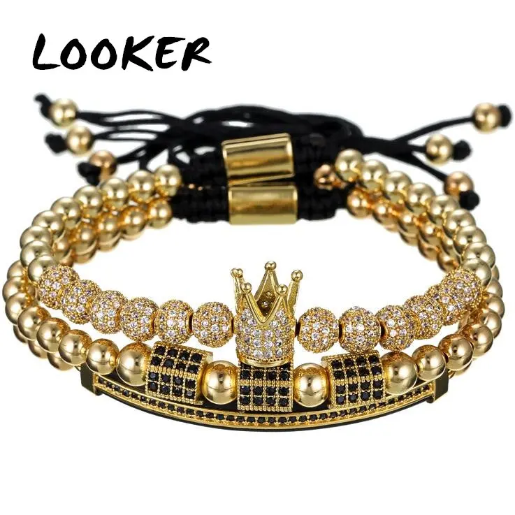 

LOOKER ювелирные изделия Корона Подвески для мужчин пара браслет бусины Макраме Браслеты для женщин Pulseira Masculina Pulseira Feminina
