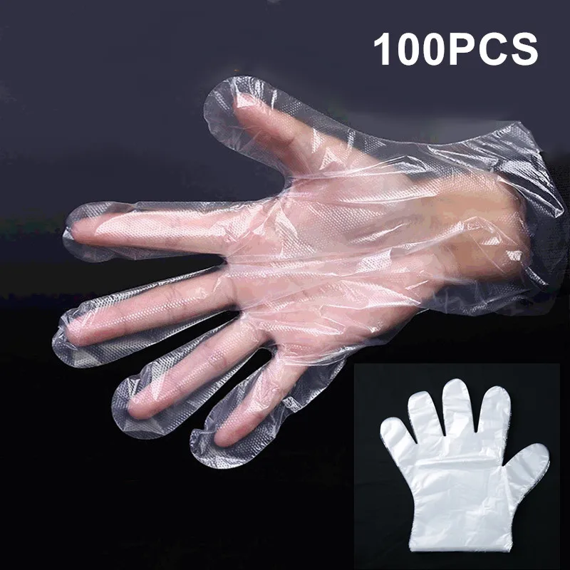 

100 шт. одноразовые перчатки одноразовые Пластик перчатки чистые одноразовые Еда перчатки для промышленного Ресторан чистящие перчатки