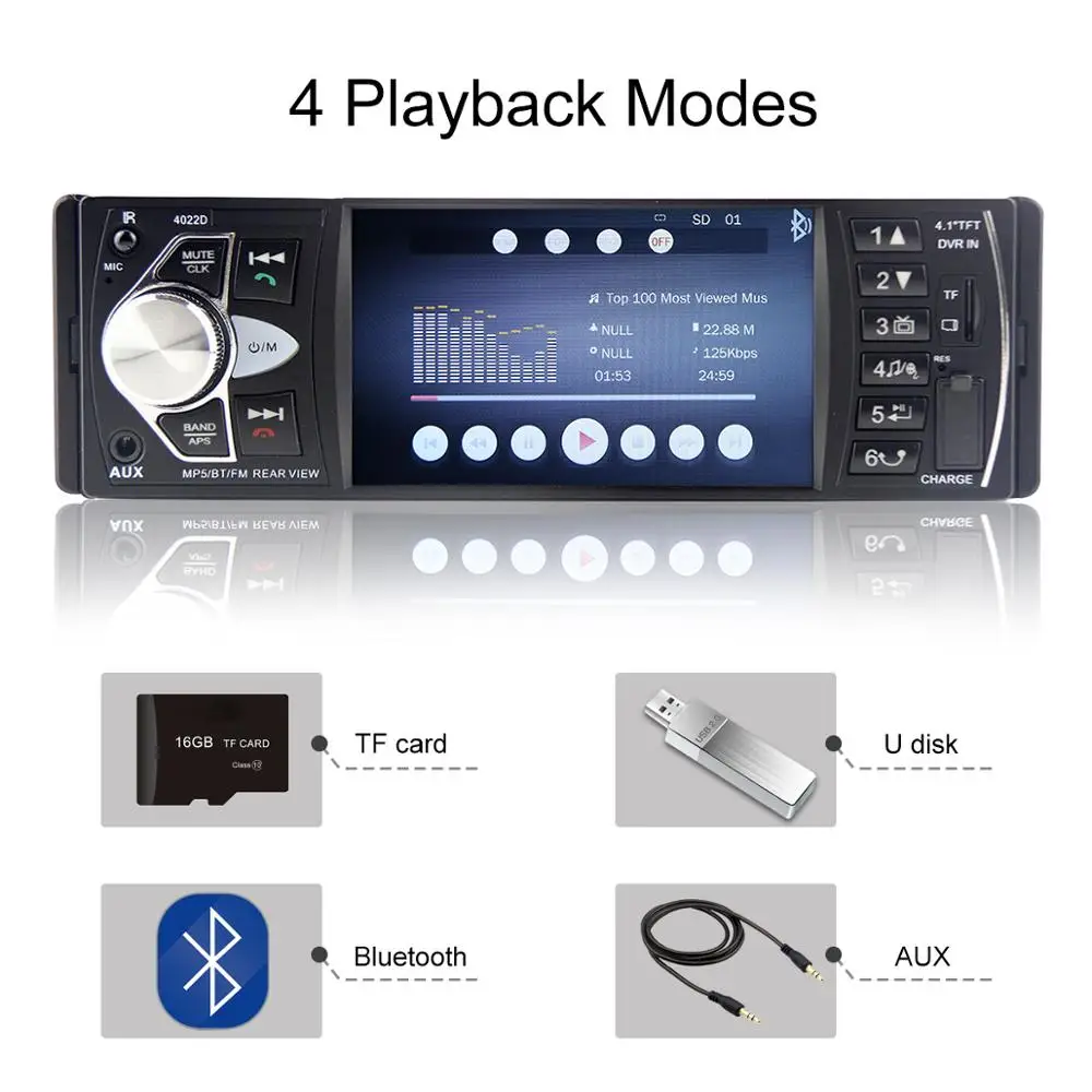 Авторадио 1 Din автомобильное радио Bluetooth стерео аудио oto teypleri заднего вида Vamera 4022d