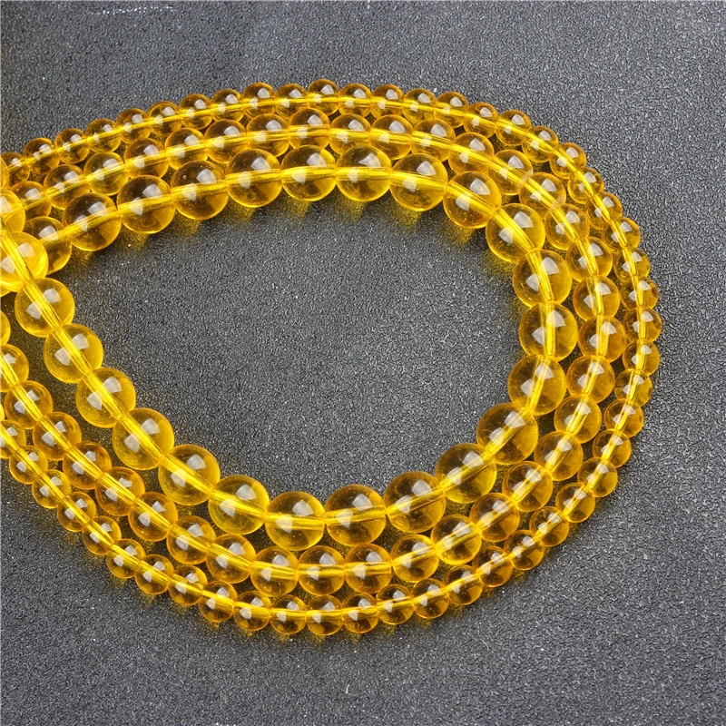 

Wholesale Yellow Glass NaturalRoundBeadsLooseBeads4/6/8/10/12MMSuitableForJewelryMakingDIYBraceletNecklace