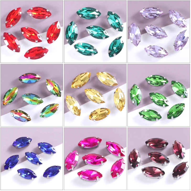 

Glitter Rhinestones Sew On Crystal Glass Stones With Sliver Claw Strass For Sewing Needlework Diy Shoes Bags Clothes