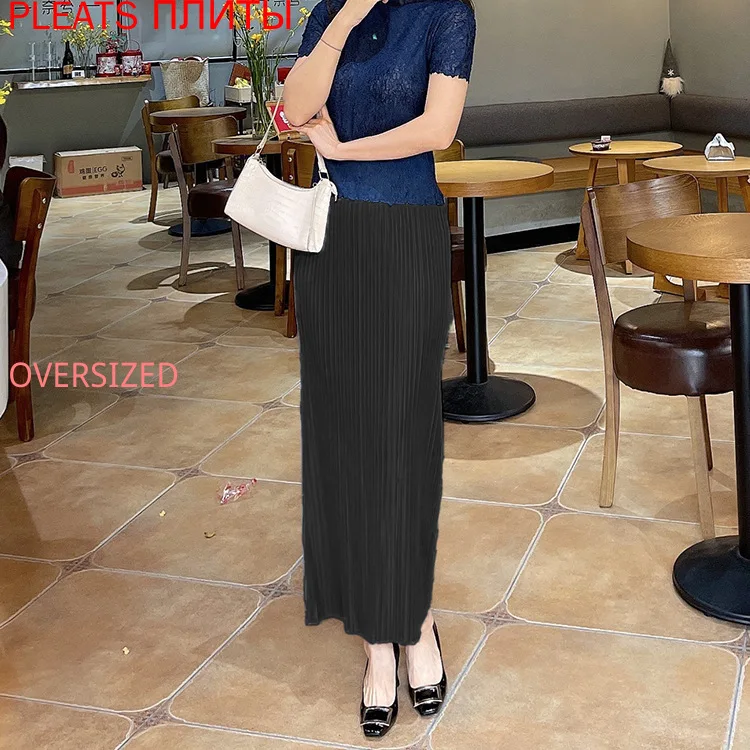 

Miyake Pleated Arm Skirt Female Long Section High Waist Summer New Style Temperament One-step Skirt Thin Pleats Saia Kawaii Jupe