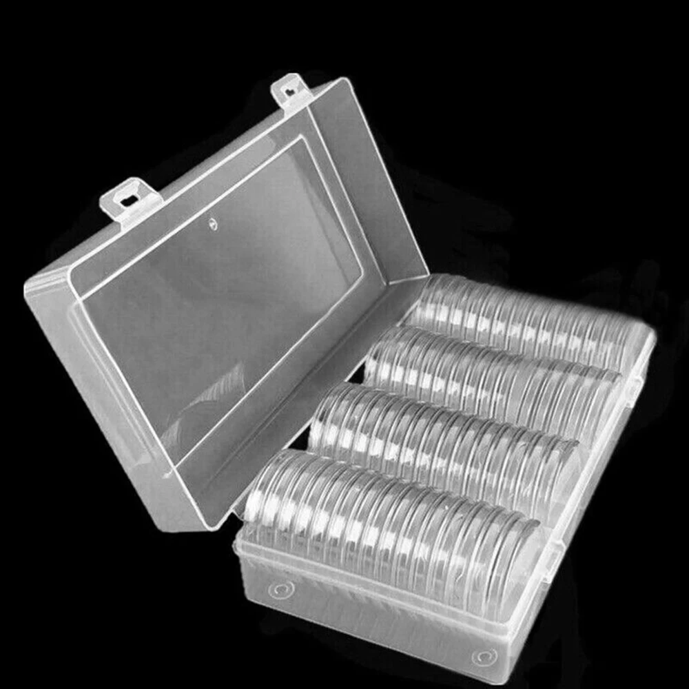 60 шт. прозрачный Круглый контейнер для хранения чехлов 40 мм| |