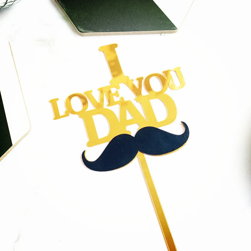 

Bow tie DAD Cake Topper Acrylic Father's Day Happy birthday Cake Flag I love dad birthday Party Cake Toppers Dessert Decoration