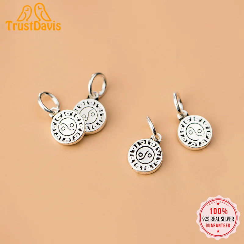 

TrustDavis Подвеска из настоящего серебра 925 пробы Инь Янь сплетник Шарм кулон ручной работы DIY аксессуары Изящные ювелирные изделия оптовая про...